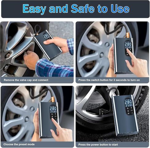 منفاخ إطارات من فيرنيش، ضاغط هواء محمول، ملحقات السيارة، مقياس ضغط الإطارات (150 رطل لكل بوصة مربعة، 2X أسرع) مع شاشة عرض، مضخة دراجة، مضخة هواء المطاطية، مناسب للسيارات والدراجة والكرة والدراجات النارية in Kuwait