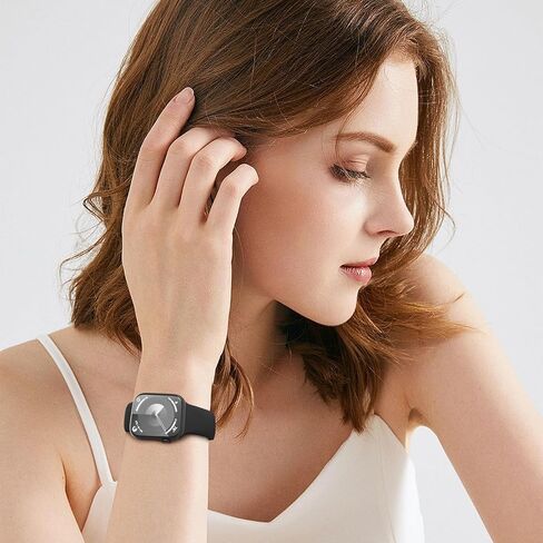 Sport Band Compatible with Apple Watch 38mm 40mm 41mm 42mm 44mm 45mm 46mm 49mm, Soft Silicone Replacement Strap Wristbands for iWatch Series 10/9/8/7/6/5/4/3/2/1 Ultra SE Women Men, Black in Saudi Arabia