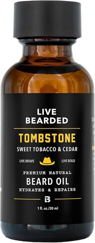 Live Bearded: Beard Oil - Premium All-Natural Beard Oil for Men with Jojoba Oil Beard Care - 1 fl oz - Made in the USA - Beard Oil for Dry Flaky Skin - 1880 Scented: Bourbon, Bitters, Citrus in Kuwait