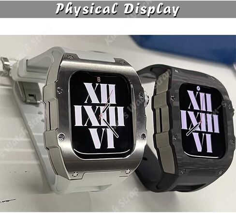 مجموعة تعديل علبة ألياف ألياف الكربون لسبائك Apple Watch 7 45 مم حزام مطاطي للفلور لـ IWatch 6 SE 5 4 44 ملم in Kuwait