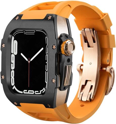 44 45 مم مجموعة تعديل فاخرة مجموعة لسلسلة Apple Watch Series 8 7 علبة سليكون للمعاد in Kuwait