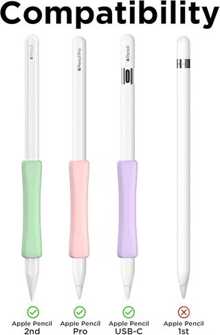 4 حزمة قبضة السيليكون لطيف متوافق مع قبضة Apple Pencil 2nd/Pro/USB-C ، غلاف الواقي للتصميم المريح (أبيض/أخضر/وردي/أرجواني) in Kuwait