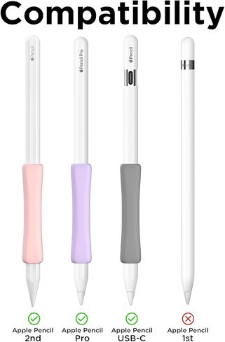 4 حزمة قبضة السيليكون لطيف متوافق مع قبضة Apple Pencil 2nd/Pro/USB-C ، غلاف الواقي للتصميم المريح (أبيض/أخضر/وردي/أرجواني) in Kuwait