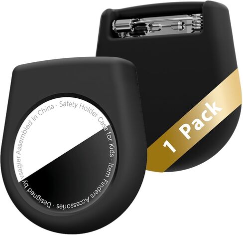 بالنسبة إلى Airtags Holder-1 Pack Pack Case ، سلامة تغطية علامة الهواء للأطفال المختبئين مع دبوس غير مرئي ، حالة تعقب GPS ، مضاد ، لحقائب الظهر ، كبار السن ، الأسود in Kuwait