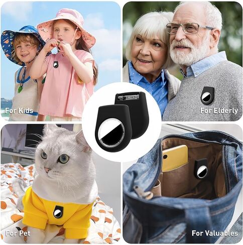 بالنسبة إلى Airtags Holder-1 Pack Pack Case ، سلامة تغطية علامة الهواء للأطفال المختبئين مع دبوس غير مرئي ، حالة تعقب GPS ، مضاد ، لحقائب الظهر ، كبار السن ، الأسود in Kuwait