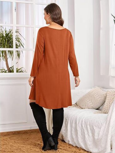 BELAROI Womens Fall Dresses 3/4 Sleeve Casual Swing T-Shirt Dress Plus Size Loose Tunic Dress in Saudi Arabia