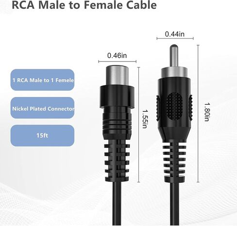 Ullnosoo RCA Extension Cable, 2 Pack 10ft Audio Video RCA Male to Female Cord for Speaker, Subwoofer, Camera, HDTV, Amplifier in Saudi Arabia