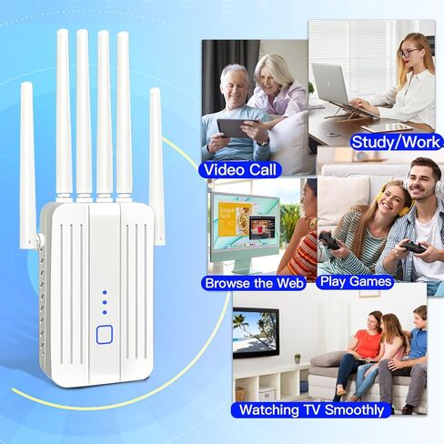 WiFi Extender Signal Booster with 6 Antennas, WiFi Extender with Ethernet Port, WiFi Booster Up to 10000 Sq.ft, WiFi Repeater, More Devices, Internet Extender WiFi Booster for Home, White in Saudi Arabia