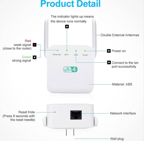Netboost Pro WiFi Extender ، Netboost WiFi Extender 2024 ، 2.4G تسريع ما يصل إلى 300 ميجابت في الثانية معززة إشارة WiFi مع منفذ Ethernet ، مكرر إشارة WiFi طويلة المدى للمنزل 360 درجة كاملة in Saudi Arabia