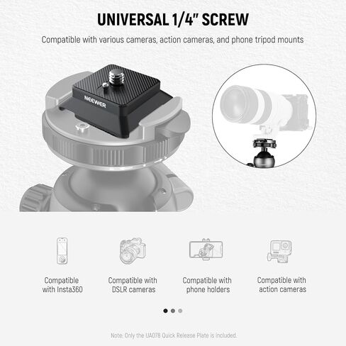 NEEWER Arca Type Quick Release Plate with 1/4" Screw, Camera Tripod Mount Adapter QR Plate Accessory Compatible with DJI RS Series Gimbal Stabilizer Action Camera Phone Cage, UA078 in Saudi Arabia