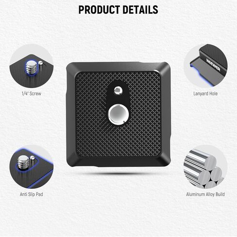 NEEWER Arca Type Quick Release Plate with 1/4" Screw, Camera Tripod Mount Adapter QR Plate Accessory Compatible with DJI RS Series Gimbal Stabilizer Action Camera Phone Cage, UA078 in Saudi Arabia