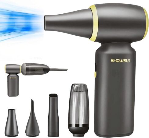 Electric Air Duster & Handheld Vacuum Cleaner, 3-in-1 130000RPM Brushless Motor Cordless Air Blower, Long Runtime Rechargeable Battery for PC Keyboard, Car, Home and Outdoors Cleaning in Saudi Arabia