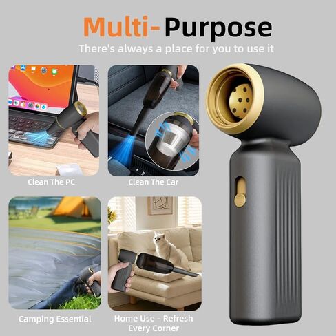 Electric Air Duster & Handheld Vacuum Cleaner, 3-in-1 130000RPM Brushless Motor Cordless Air Blower, Long Runtime Rechargeable Battery for PC Keyboard, Car, Home and Outdoors Cleaning in Saudi Arabia