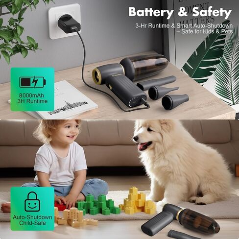 Electric Air Duster & Handheld Vacuum Cleaner, 3-in-1 130000RPM Brushless Motor Cordless Air Blower, Long Runtime Rechargeable Battery for PC Keyboard, Car, Home and Outdoors Cleaning in Saudi Arabia