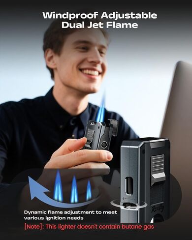5-in-1 Torch Lighter with Holder, V & Straight Tool, Dual Jet Flame, Gifts for Men, Multifunctional Accessories, Adjustable & Windproof Lighter Set, Refillable Butane Lighter for Travel in Saudi Arabia