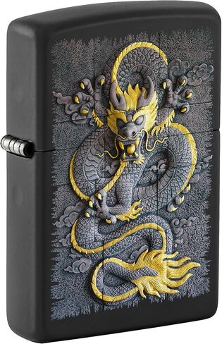 Zippo Lighter: Stone Dragon Design - Black Matte 81713 in Saudi Arabia