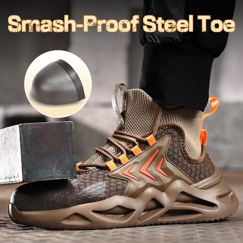 Steel Toe Shoes for Men Soft and Durable Work Boots for Men Indestructible Comfortable Safety Shoes Slip Resistant Work Shoes Construction Steel Toe Boots in Saudi Arabia