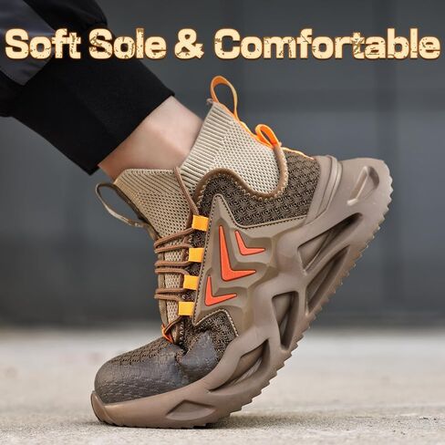 Steel Toe Shoes for Men Soft and Durable Work Boots for Men Indestructible Comfortable Safety Shoes Slip Resistant Work Shoes Construction Steel Toe Boots in Saudi Arabia