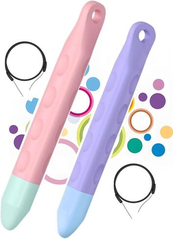 Kid-Friendly Tablet Stylus with Tether, Purple and Pink Kids Pen for iPad, AMZ Fire Kids and Kids Pro, All AMZ Fire Tablets, Samsung/Lenovo/Sufface Tablets, All Touch Screen Devices (Purple + Pink) in Saudi Arabia