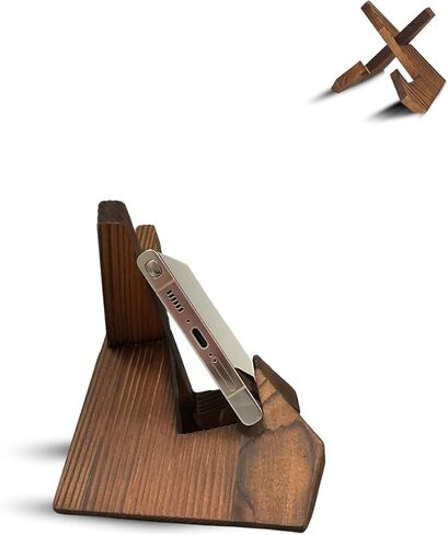 TOJTIK Phone Holder Wood - Small Phone Stand for Desk, Portable & Smartphones, Wooden Desktop Organizer, Books Holder (1pcs) in Saudi Arabia