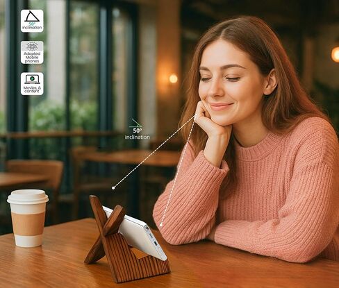TOJTIK Phone Holder Wood - Small Phone Stand for Desk, Portable & Smartphones, Wooden Desktop Organizer, Books Holder (1pcs) in Saudi Arabia