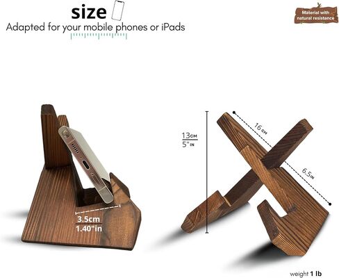 TOJTIK Phone Holder Wood - Small Phone Stand for Desk, Portable & Smartphones, Wooden Desktop Organizer, Books Holder (1pcs) in Saudi Arabia