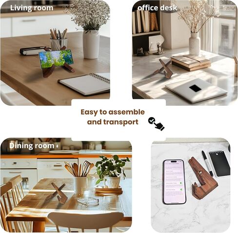 TOJTIK Phone Holder Wood - Small Phone Stand for Desk, Portable & Smartphones, Wooden Desktop Organizer, Books Holder (1pcs) in Saudi Arabia