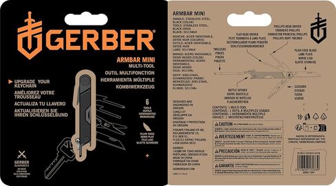 Gerber Gear Armbar Mini - 8 -in1 Travel Multitool مع الافتتاحية ، مفك البراغي والمقص - EDC Adventure Gear للتخييم والمشي لمسافات طويلة في الهواء الطلق - أداة مضغوطة - أسود - أسود in Saudi Arabia