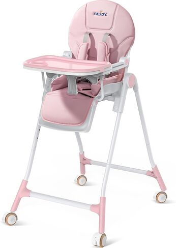 Sejoy High Chair, 3-in-1 High Chairs for Babies and Toddlers, Five Point Seat Belt, with Detachable Wheels & Tray, Adjustable Height & Recline& Footrest Multifunctional Infant Highchairs (Grey) in Kuwait