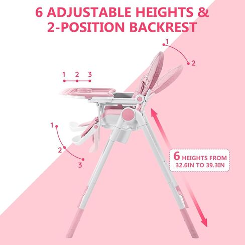 Sejoy High Chair, 3-in-1 High Chairs for Babies and Toddlers, Five Point Seat Belt, with Detachable Wheels & Tray, Adjustable Height & Recline& Footrest Multifunctional Infant Highchairs (Grey) in Kuwait