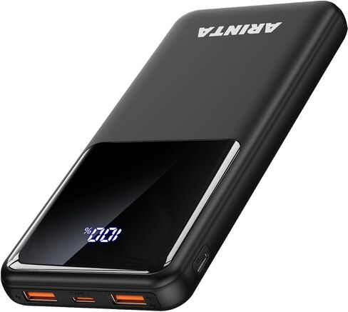 Power Bank Portable Charger 10000mah PD 22.5W ، حزمة بطارية نحيفة مع شاشة LED وإدخال/إخراج USB-C ، متوافق مع iPhone 16 15 14 13 12 ، Galaxy S24 23 22 21 ، أقراص. ، إلخ (أسود) in Saudi Arabia