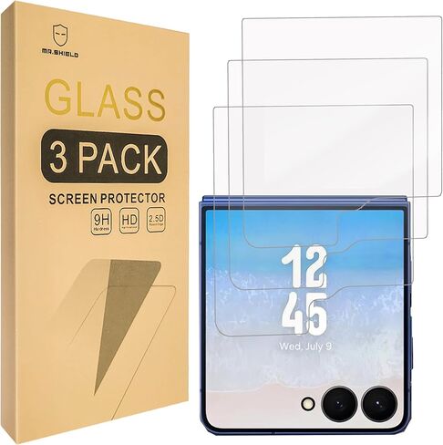 Mr.Shield Screen Protector compatible with Samsung Galaxy Z Flip 7 5G (Front Screen Only) [Tempered Glass] [3-PACK] [Japan Glass with 9H Hardness] in Saudi Arabia