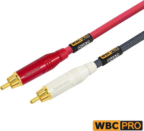 2 Foot RCA Cable Pair - WBC-PRO-Quad Ultra-Silent, Ultra-Flexible, Star-Quad Audiophile & Pro-Grade Audio Interconnect Cable with Amphenol ACPR Gold RCA Plugs - Gray & Red Jacket - Directional in Saudi Arabia