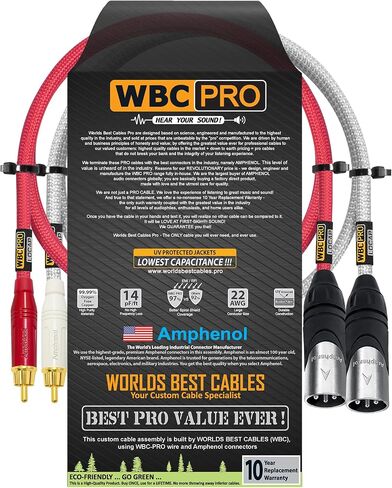 2 قدم RCA إلى XLR (ذكر) زوج الكابل-WBC-PRO-LOCAP منخفضة الاكتئاب (14pf/ft) 22 AWG Ultra-Silent Audiophile & Pro-Radio Connect in Saudi Arabia