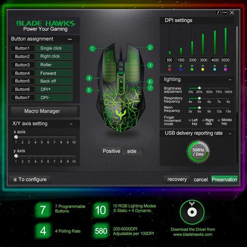 Blade Hawks Gaming Mouse Wired, [Chroma RGB Backlit] [7 Programmable Buttons] [6 DPI Adjustable], Ergonomic Optical Gaming Mice for PC, Computer, Laptop, Desktop, Windows- GM-X6 in Saudi Arabia