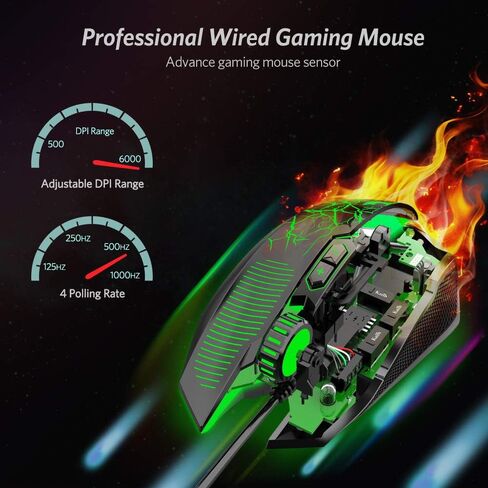Blade Hawks Gaming Mouse Wired, [Chroma RGB Backlit] [7 Programmable Buttons] [6 DPI Adjustable], Ergonomic Optical Gaming Mice for PC, Computer, Laptop, Desktop, Windows- GM-X6 in Saudi Arabia