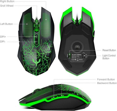 Blade Hawks Gaming Mouse Wired, [Chroma RGB Backlit] [7 Programmable Buttons] [6 DPI Adjustable], Ergonomic Optical Gaming Mice for PC, Computer, Laptop, Desktop, Windows- GM-X6 in Saudi Arabia