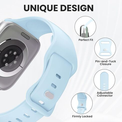 Sport Band Compatible with Apple Watch Bands 40mm 38mm 41mm 42mm 44mm 45mm 49mm Women Men,Soft Silicone Waterproof Replacement Strap for iWatch Bands Series 10 9 8 7 6 5 4 3 2 1 SE Ultra in Kuwait