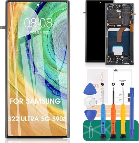 TFT for Samsung Galaxy S22 Ultra 5G LCD Screen Replacement for Samsung S22 Ultra 5G LCD Display for SM-S908 Touch Screen Assembly Repair Kits with Frame (Smaller Size) in Saudi Arabia