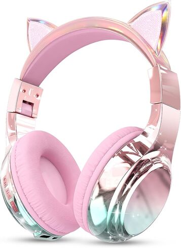 QearFun Kids Unicorn Bluetooth Headphones, 60H Playtime, 3-Level 74/85/94dB Safe Volume Limit, Wireless Headset with Mic for Girls, Bluetooth 5.3, Foldable for School/Travel/Tablet - Purple in Saudi Arabia