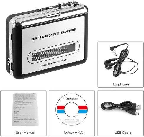 مشغل شريط كاسيت USB ، محول محمول إلى MP3 ، التقاط موسيقى الصوت إلى الكمبيوتر ، متوافق مع الكمبيوتر المحمول والكمبيوتر الشخصي in Saudi Arabia