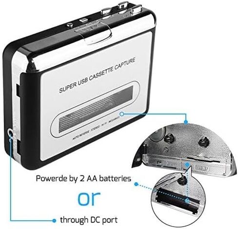 مشغل شريط كاسيت USB ، محول محمول إلى MP3 ، التقاط موسيقى الصوت إلى الكمبيوتر ، متوافق مع الكمبيوتر المحمول والكمبيوتر الشخصي in Saudi Arabia