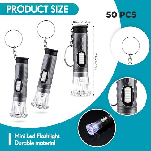 Jexine 50 PCS Mini Flashlike -keychains مع الحبل البلاستيكي المحمول سلاسل مفاتيح LED LED صغيرة لقراءة ليلا القراءة في حالات الطوارئ حفلات التخييم الحفلات (أسود) in Kuwait