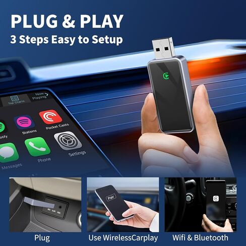 محول CarPlay اللاسلكي - Carplay Wireles Dongle Plug & Play Seamless Fast Response Connection for Apple iPhone iOS 10+ & Cars from 2017+ in Kuwait