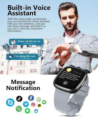 Smart Watch for Women, 1.72" Super Retina HD Display, Fitness Watch with with Sleep Stress, 24/7 Heart Rate HRV Spo2 Monitor, 135 Sports Modes Fitness Tracker, Waterproof Square Watch for Android iOS in Saudi Arabia