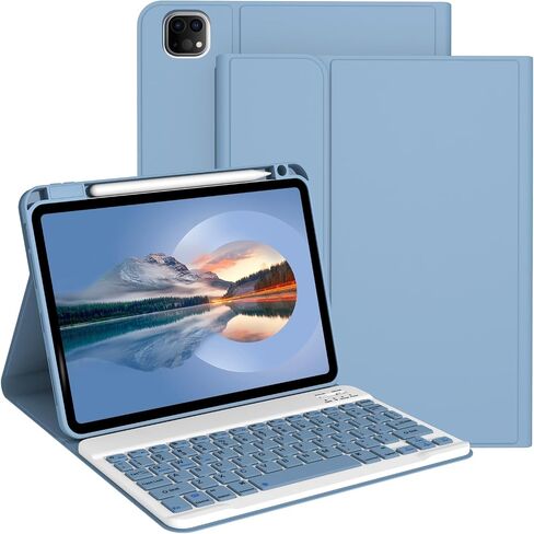 حالة لوحة المفاتيح لـ iPad Air 13 Inch (2024 M2) ، Pro 12.9 6th Gen 2022 [لوحة مفاتيح لاسلكية قابلة للفصل المغناطيسية] Flip Stand Case مع حامل قلم رصاص لـ iPad Pro 12.9 5th/4th 2021/2020 ، Blue in Kuwait