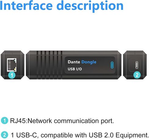 D1 لمحول Dante Avio USB ثنائي الاتجاه من النوع C/O I/O ، وشبكة الصوت ثنائية الاتجاه 2x2 ، وأجهزة الكمبيوتر والأجهزة المحمولة للتشغيل واستلام الصوت مع Dante باستخدام Connections USB-A/C in Saudi Arabia
