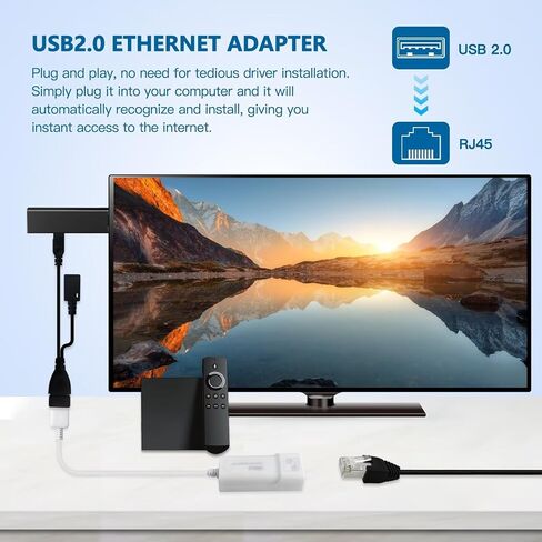 2025 تم ترقية محول USB Ethernet LAN لعصا النار (الجنرال الثاني) أو تلفزيون النار (الجنرال الثالث) أو 4K Firestick in Kuwait