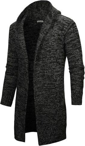 VICALLED Men's Long Cardigan Sweater Hooded Knit Slim Fit Open Front Longline Cardigans with Pockets in Saudi Arabia