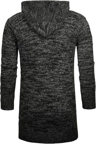 VICALLED Men's Long Cardigan Sweater Hooded Knit Slim Fit Open Front Longline Cardigans with Pockets in Saudi Arabia
